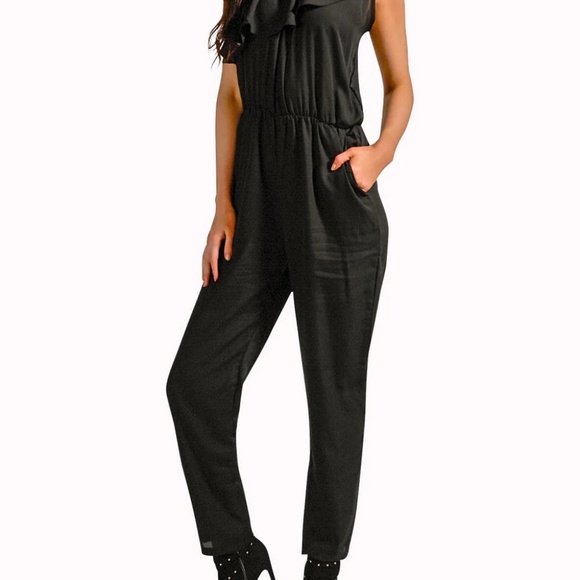 BLACK OFF-SHOULDER JUMPSUIT - Picture 4 of 4